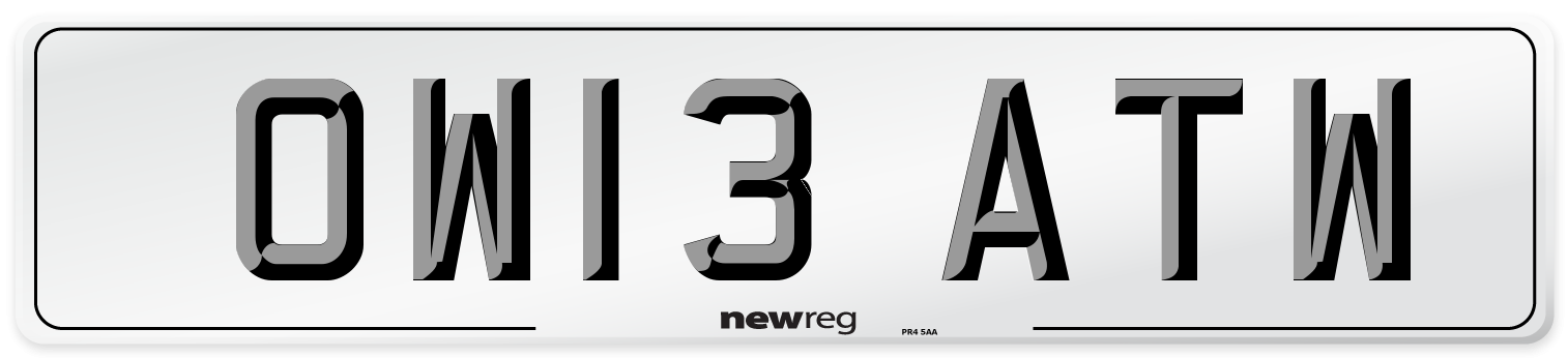 OW13 ATW Number Plate from New Reg